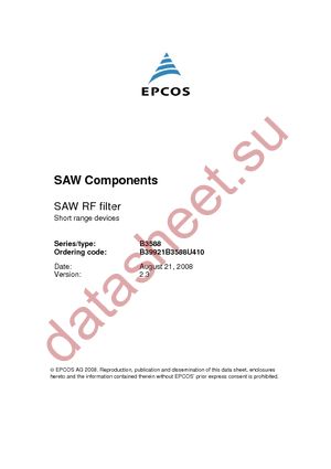 B39921B3588U410W9 datasheet  